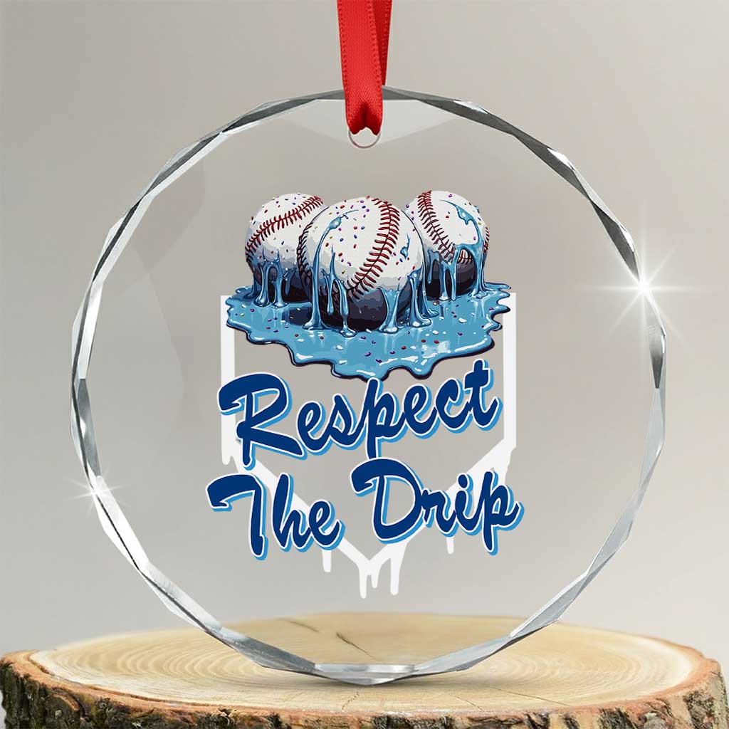 Respect The Drip Baseball Crystal Glass Ornament Driping Ice Cream Sport Lover - Wonder Print Shop