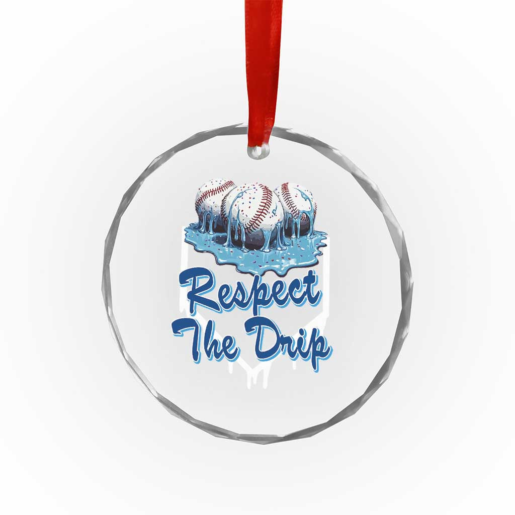 Respect The Drip Baseball Crystal Glass Ornament Driping Ice Cream Sport Lover - Wonder Print Shop