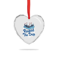 Respect The Drip Baseball Heart Crystal Glass Ornament Driping Ice Cream Sport Lover - Wonder Print Shop
