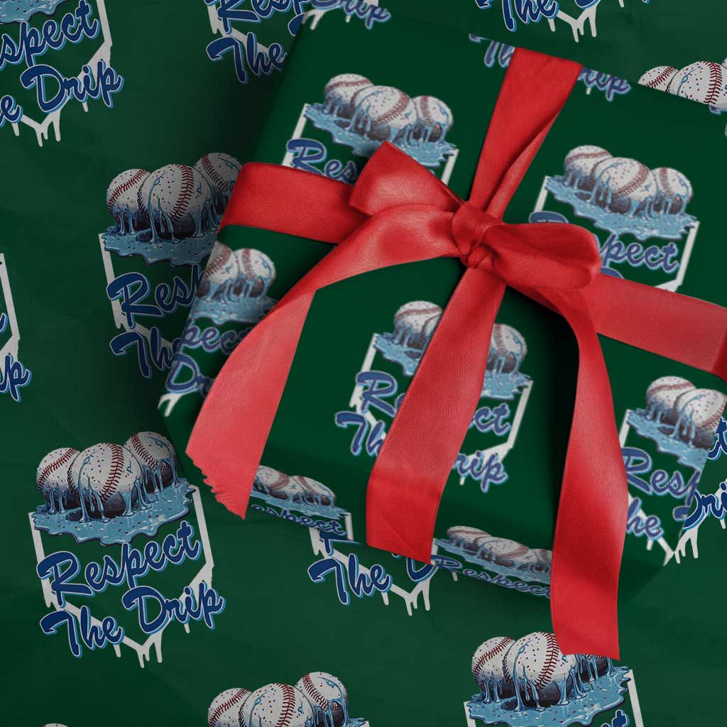 Respect The Drip Baseball Wrapping Paper Roll Driping Ice Cream Sport Lover - Wonder Print Shop