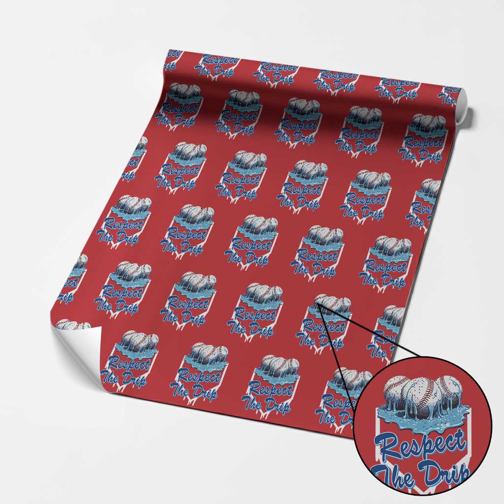 Respect The Drip Baseball Wrapping Paper Roll Driping Ice Cream Sport Lover - Wonder Print Shop