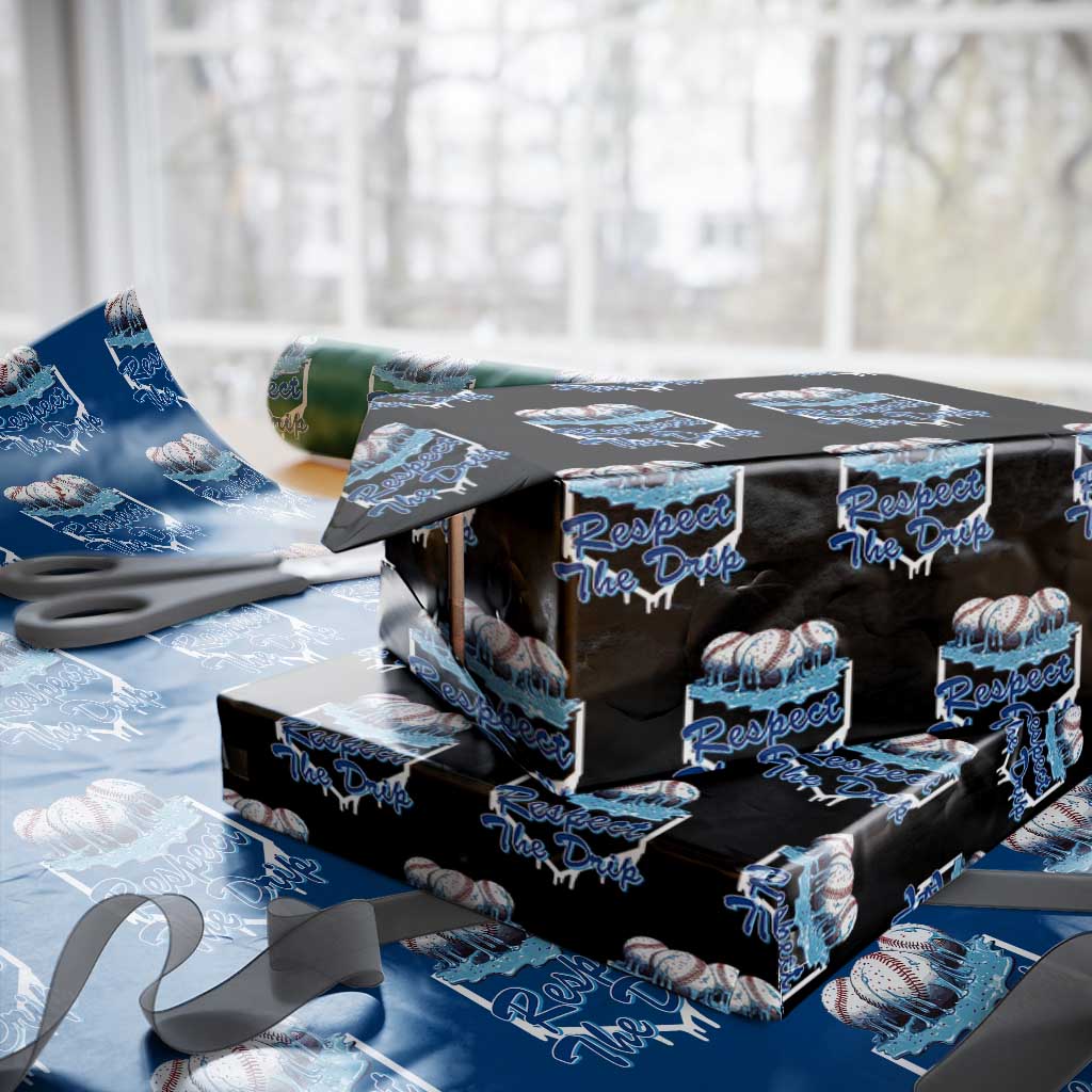 Respect The Drip Baseball Wrapping Paper Roll Driping Ice Cream Sport Lover - Wonder Print Shop