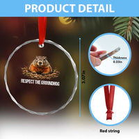 Respect The Groundhog Crystal Glass Ornament Funny Woodchuck - Wonder Print Shop