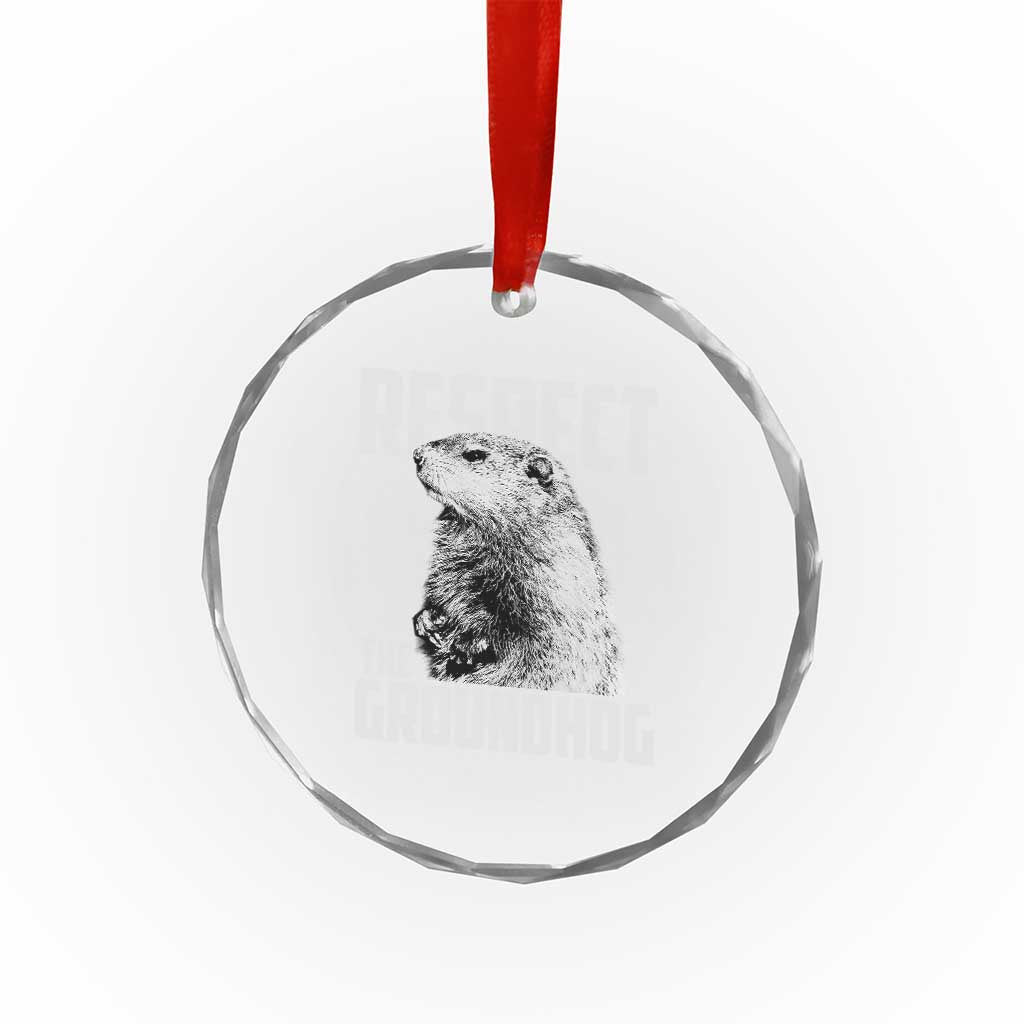 Respect The Groundhog Crystal Glass Ornament Funny Woodchuck Shadow Meteorlogy TS02
