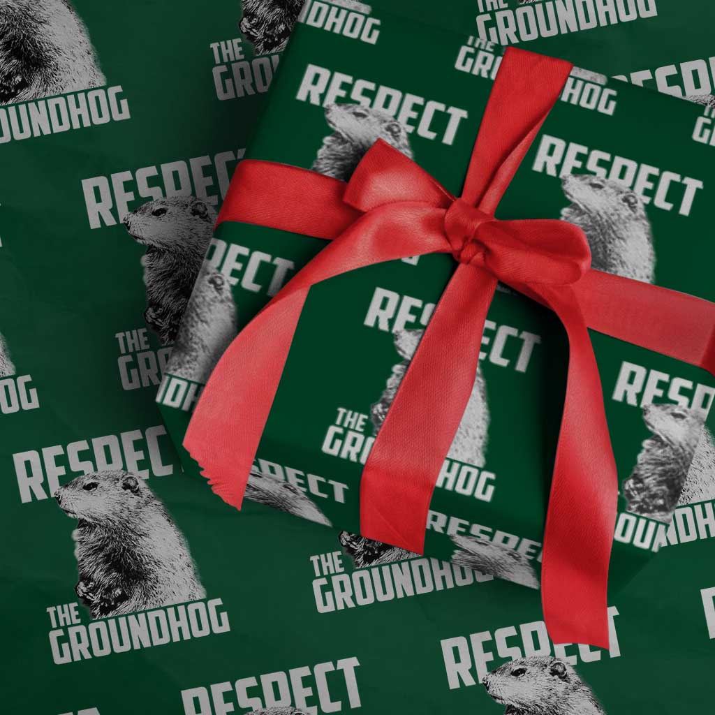 Respect The Groundhog Wrapping Paper Roll Funny Woodchuck Shadow Meteorlogy - Wonder Print Shop