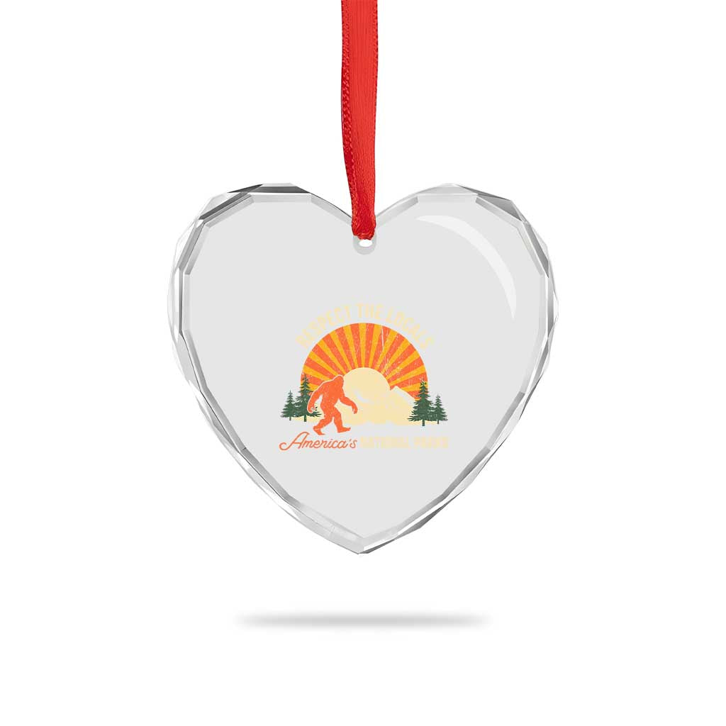 Respect The Locals Heart Crystal Glass Ornament America's National Parks Vintage Bigfoot - Wonder Print Shop