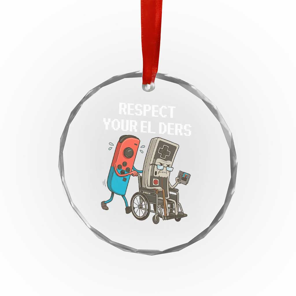 Respect Your Elders Retro Gaming Meme Crystal Glass Ornament Funny Gamer Controller 80s - Wonder Print Shop