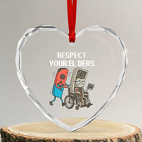Respect Your Elders Retro Gaming Meme Heart Crystal Glass Ornament Funny Gamer Controller 80s - Wonder Print Shop