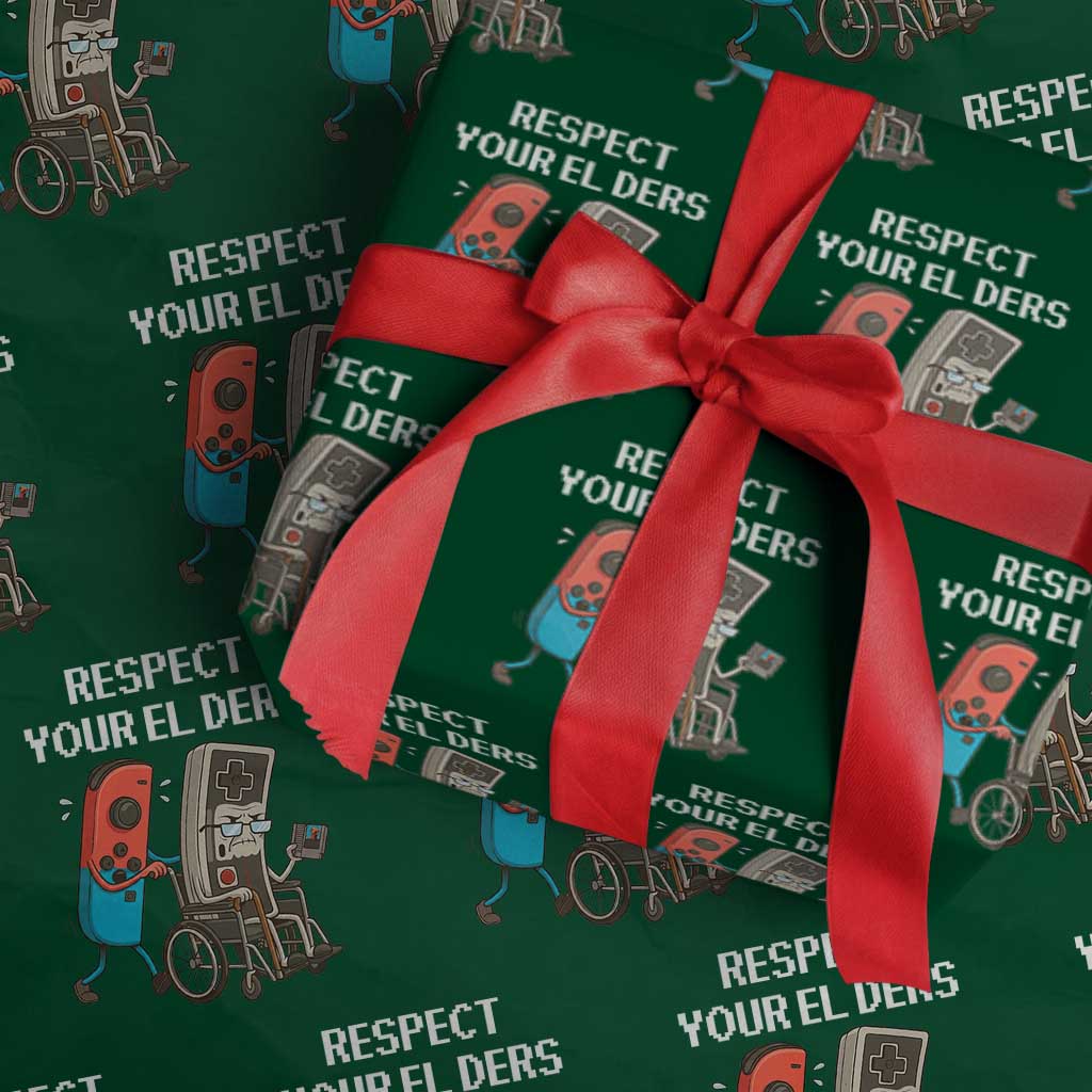 Respect Your Elders Retro Gaming Meme Wrapping Paper Roll Funny Gamer Controller 80s - Wonder Print Shop