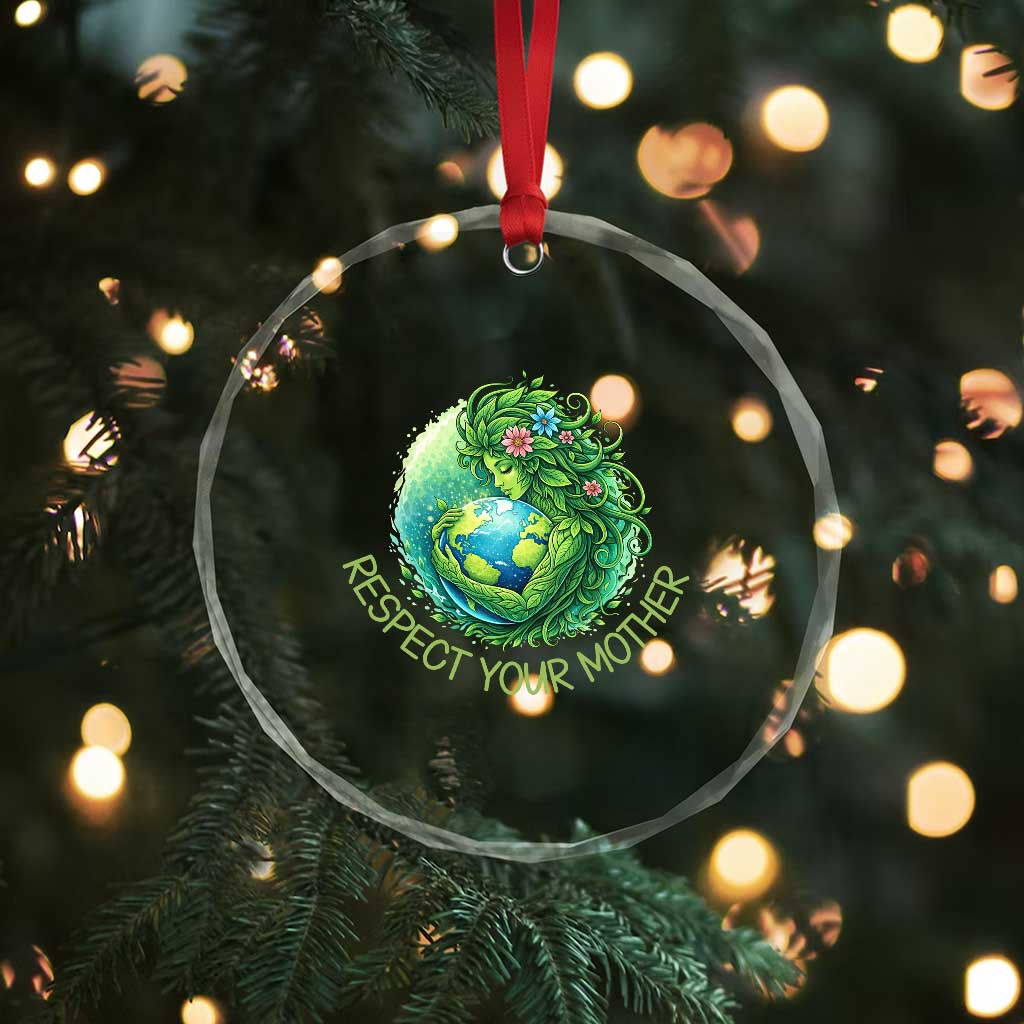 Respect Your Mother Crystal Glass Ornament Earth Mother Hugging Planet