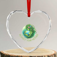 Respect Your Mother Heart Crystal Glass Ornament Earth Mother Hugging Planet