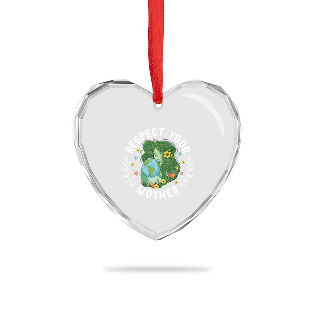 Respect Your Mother Heart Crystal Glass Ornament Earth Mother Women Girl
