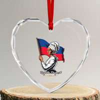 Respekte Drapo A 1804 Haitian Independence Day Heart Crystal Glass Ornament Proud Haitian Woman Flag Heritage