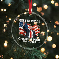 Rest in Peace Charlie Kirk Crystal Glass Ornament Memorial Tribute Charlie A True Patriot USA Flag - Wonder Print Shop