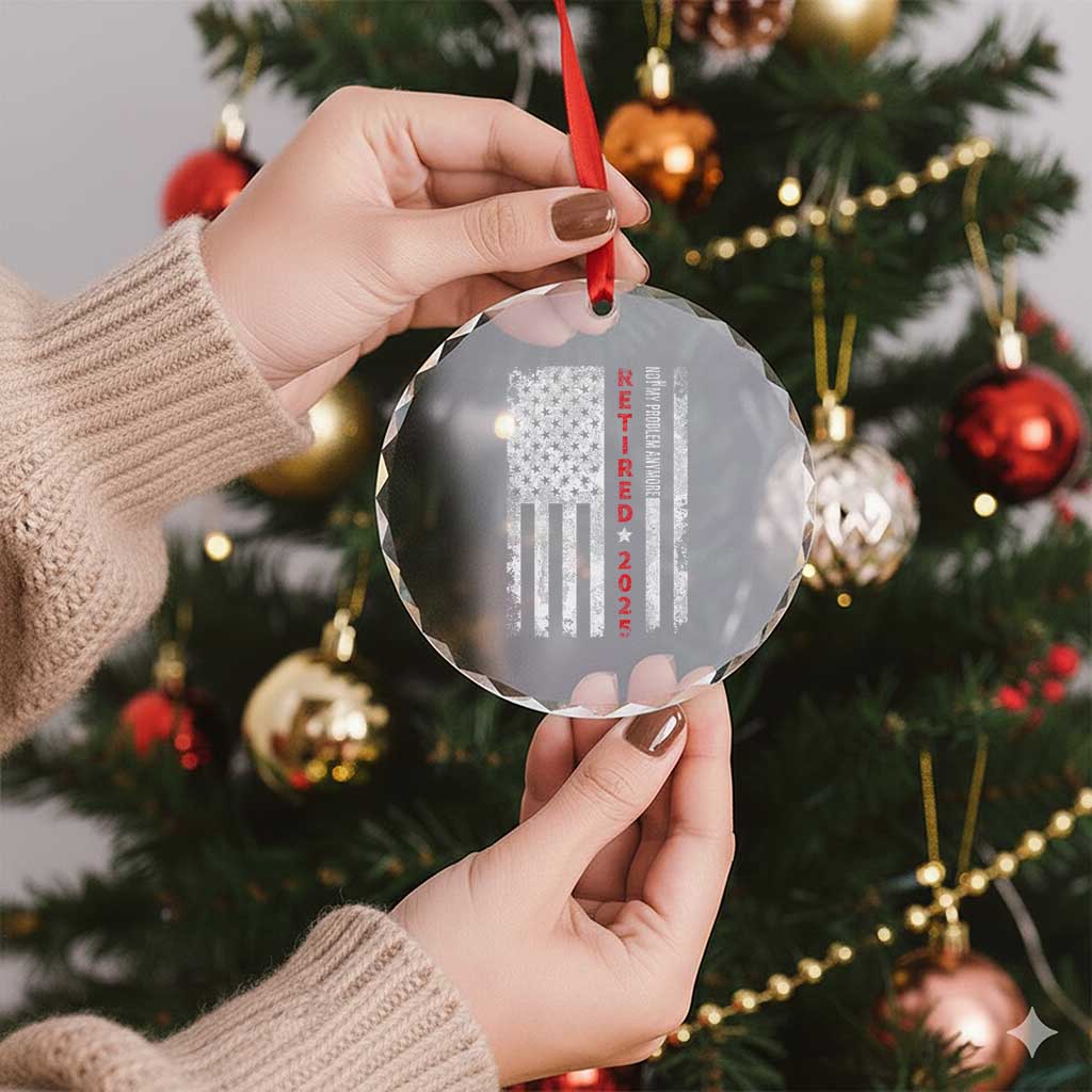 Retired 2025 Crystal Glass Ornament Vintage Old American Flag TS10