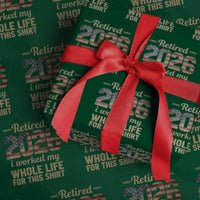 Retired 2026 Wrapping Paper Roll Vintage Retirement US Flag I Worked My Whole Life