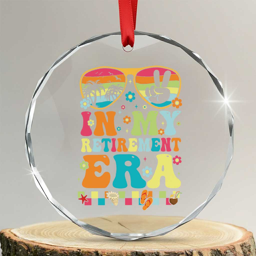 Retired Est 2025 Crystal Glass Ornament In My Retirement Era Groovy Summer Vibes TS10