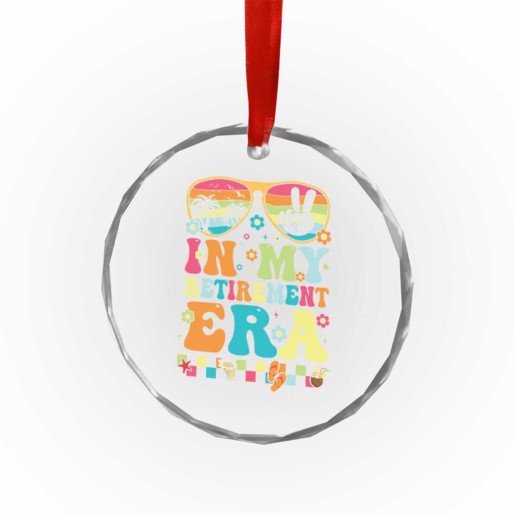 Retired Est 2025 Crystal Glass Ornament In My Retirement Era Groovy Summer Vibes TS10