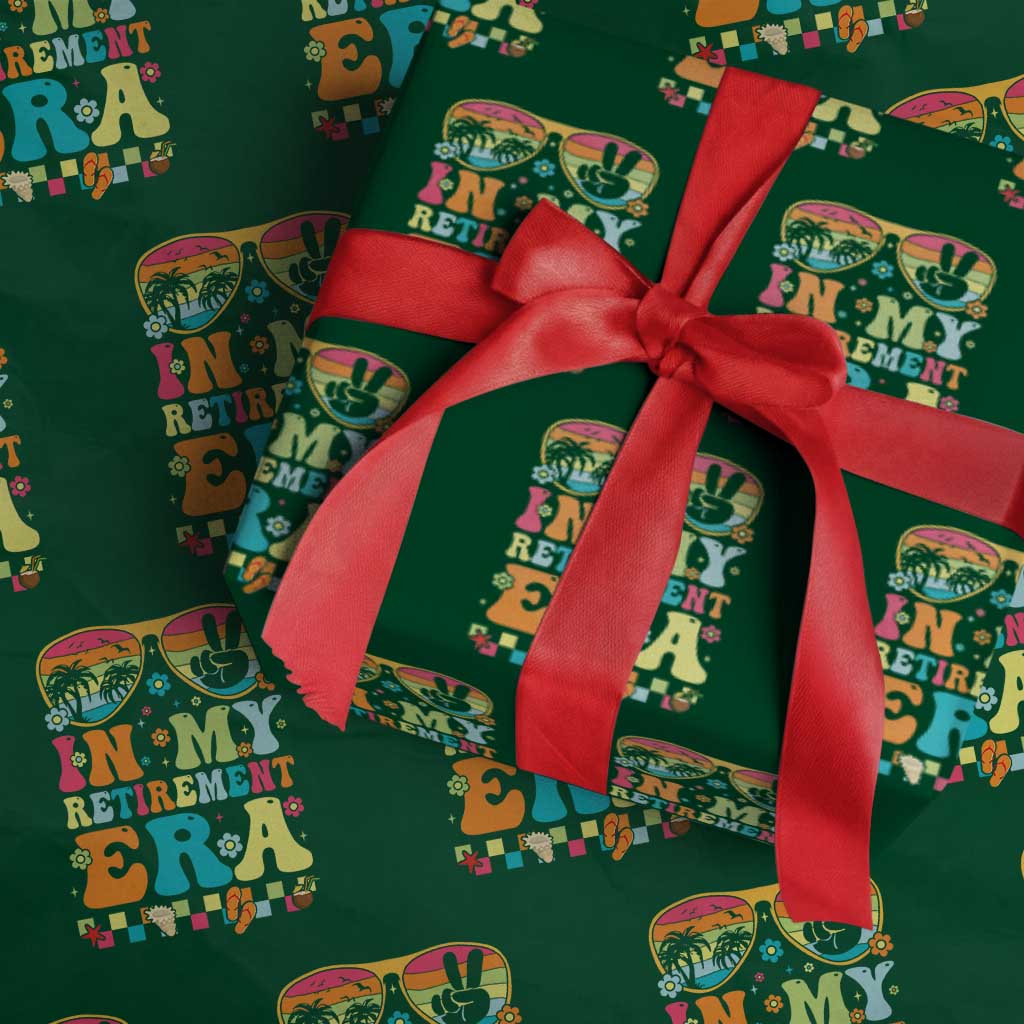 Retired Est 2025 Wrapping Paper Roll In My Retirement Era Groovy Summer Vibes - Wonder Print Shop