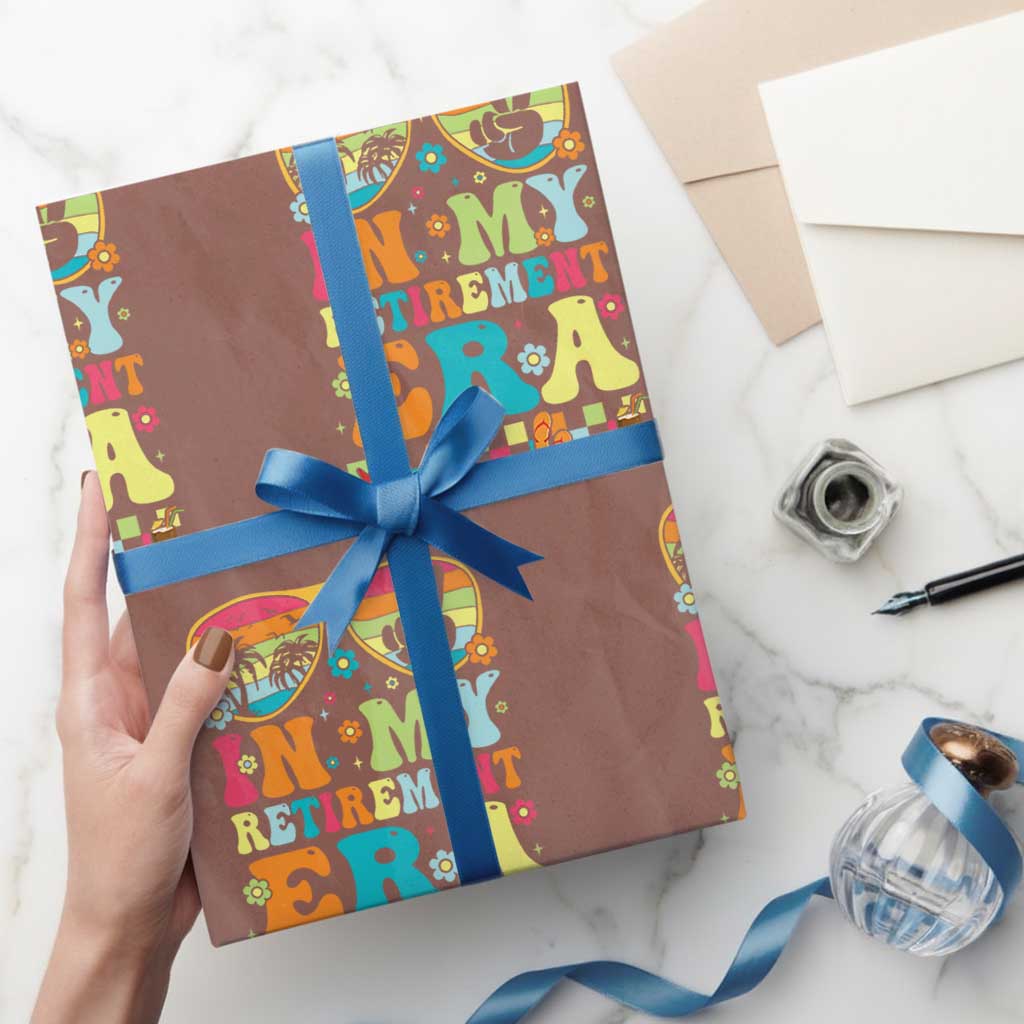 Retired Est 2025 Wrapping Paper Roll In My Retirement Era Groovy Summer Vibes - Wonder Print Shop