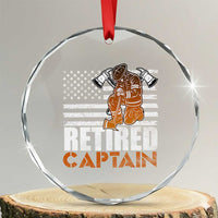 Retired Firefighter Captain Crystal Glass Ornament Vintage Retirement Gifts Fireman American Flag - Wonder Print Shop