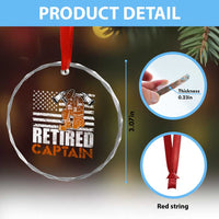 Retired Firefighter Captain Crystal Glass Ornament Vintage Retirement Gifts Fireman American Flag - Wonder Print Shop