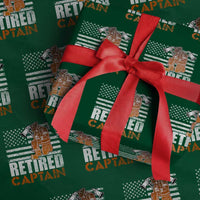 Retired Firefighter Captain Wrapping Paper Roll Vintage Retirement Gifts Fireman American Flag - Wonder Print Shop