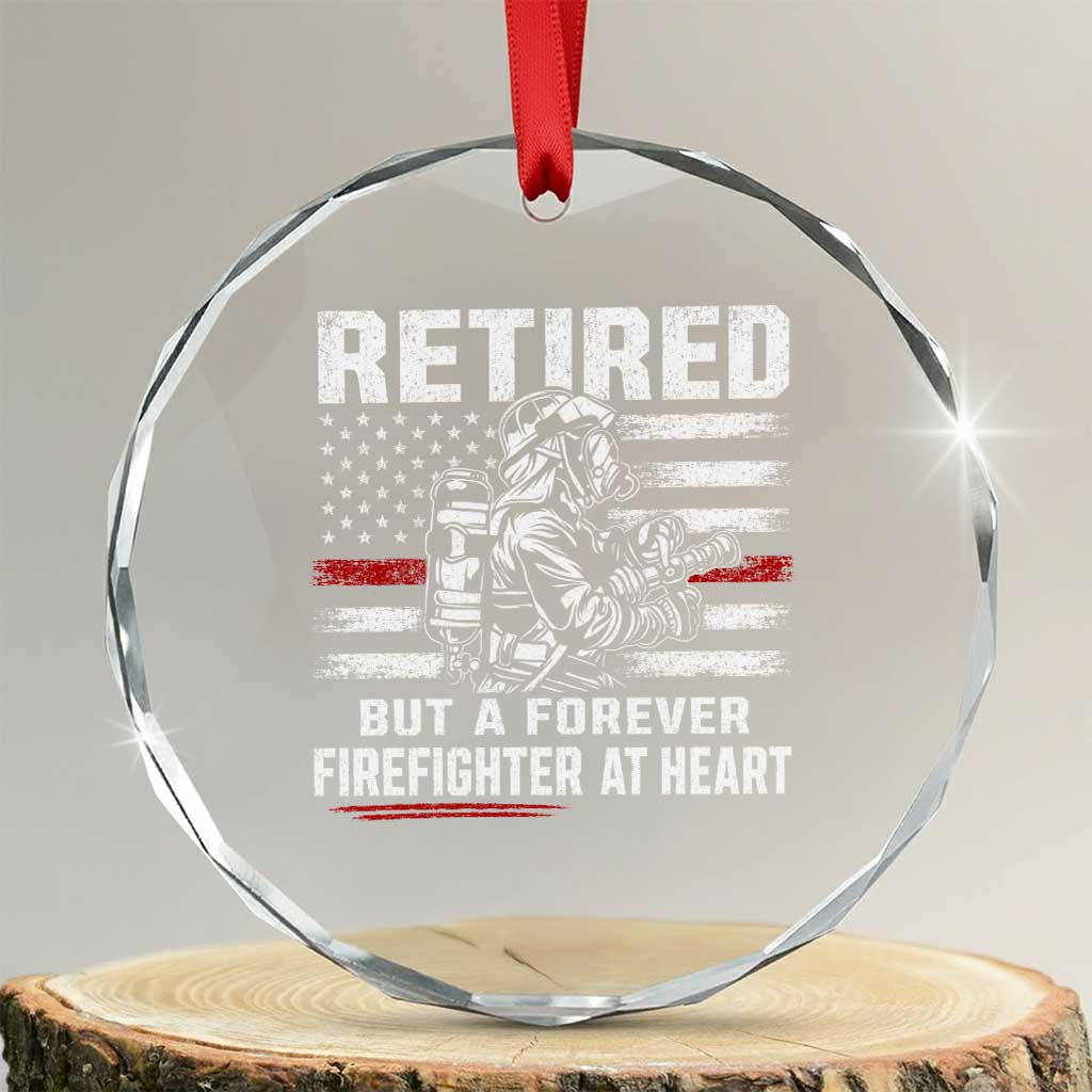 Retired Firefighter Crystal Glass Ornament Fireman Pride 911 Rescue Retirement Gift