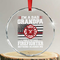 Retired Firefighter Grandpa Crystal Glass Ornament Retro American Flag - Wonder Print Shop