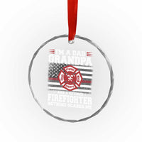 Retired Firefighter Grandpa Crystal Glass Ornament Retro American Flag - Wonder Print Shop