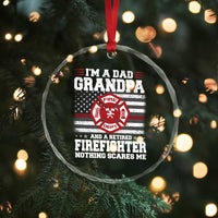 Retired Firefighter Grandpa Crystal Glass Ornament Retro American Flag - Wonder Print Shop