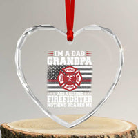 Retired Firefighter Grandpa Heart Crystal Glass Ornament Retro American Flag - Wonder Print Shop