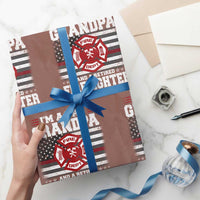 Retired Firefighter Grandpa Wrapping Paper Roll Retro American Flag - Wonder Print Shop