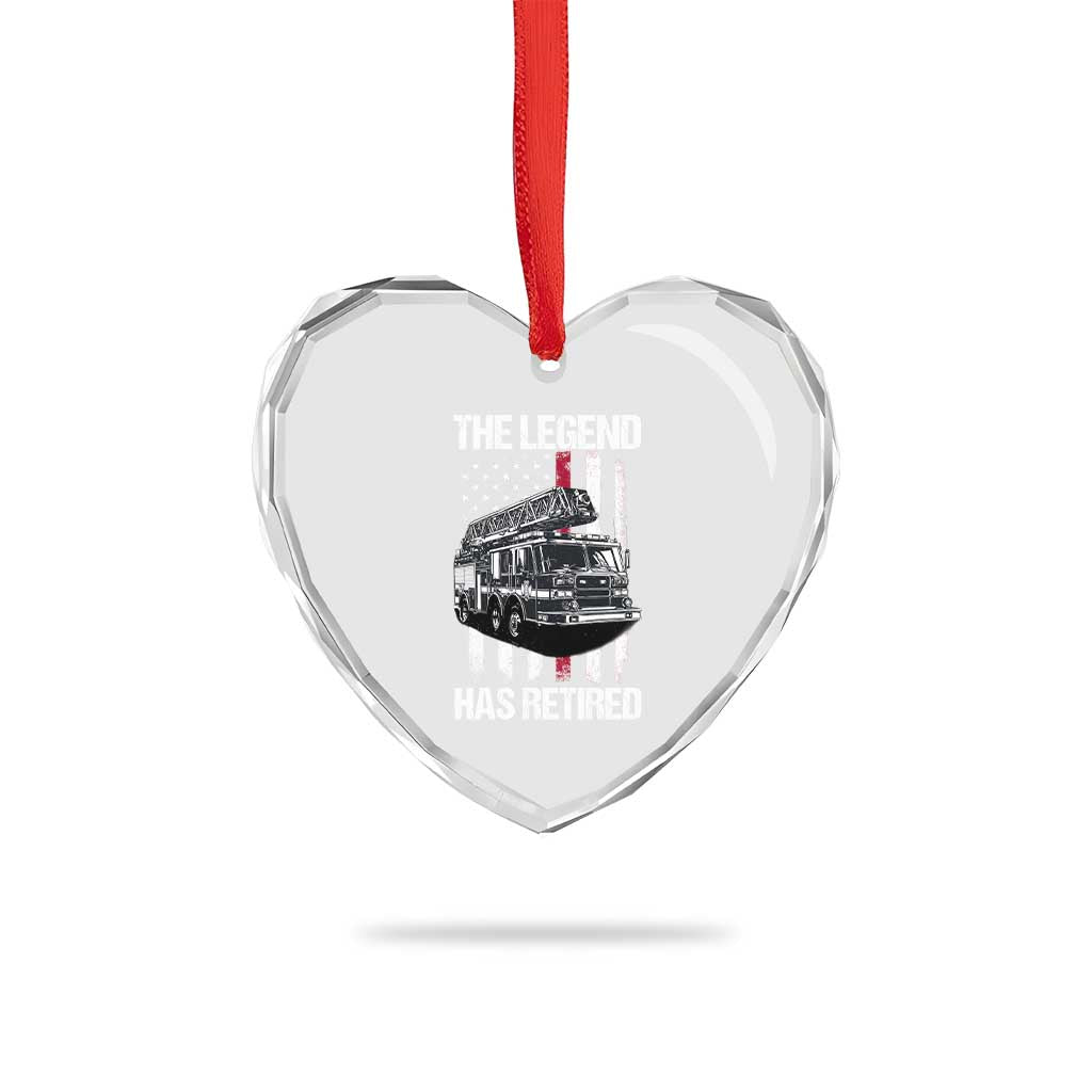 Retired Firefighter Heart Crystal Glass Ornament American Flag Vintage Fireman Retirement Gifts - Wonder Print Shop