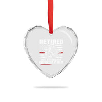 Retired Firefighter Heart Crystal Glass Ornament Fireman Pride 911 Rescue Retirement Gift