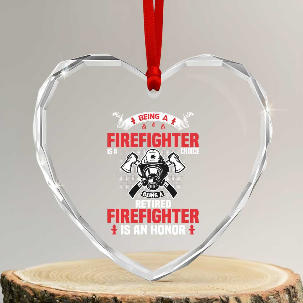 Retired Firefighter Heart Crystal Glass Ornament Is An Honor Funny Retirement Gifts - Wonder Print Shop