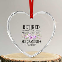 Retired Grandma Gift Heart Crystal Glass Ornament Retired Under New Management See Grandkids For Details Retirement Flower Graphic
