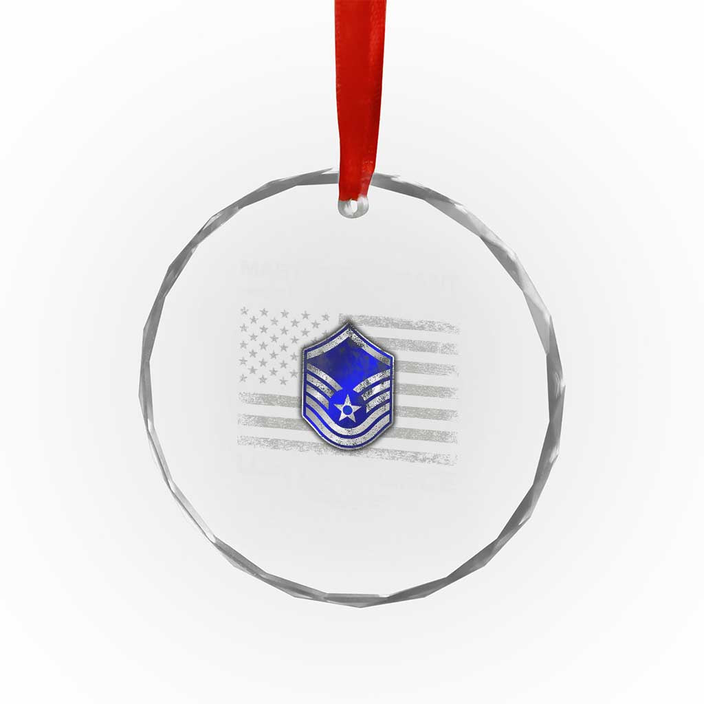 Retired Master Sergeant Of The Air Force Veteran Crystal Glass Ornament Vintage USA Flag Veterans - Wonder Print Shop