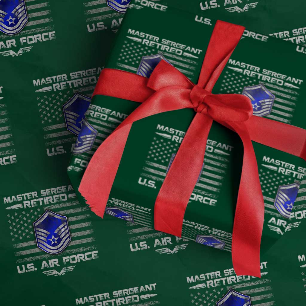 Retired Master Sergeant Of The Air Force Veteran Wrapping Paper Roll Vintage USA Flag Veterans - Wonder Print Shop