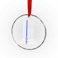 Retired Police Lieutenant Crystal Glass Ornament Retirement Thin Blue Line American Flags TS10