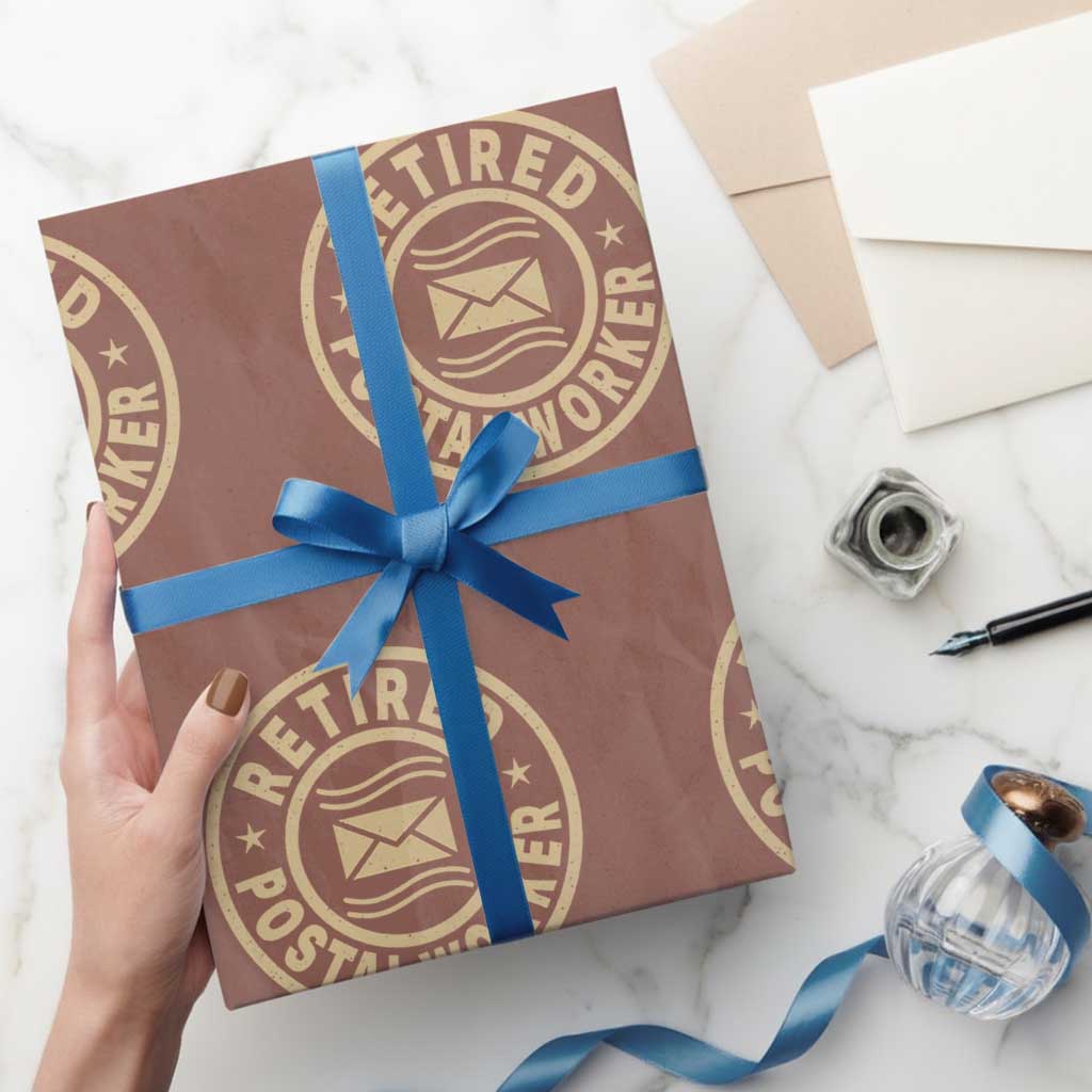 Retired Postal Worker Wrapping Paper Roll Mailman Postman Vintage Retirement Gifts - Wonder Print Shop
