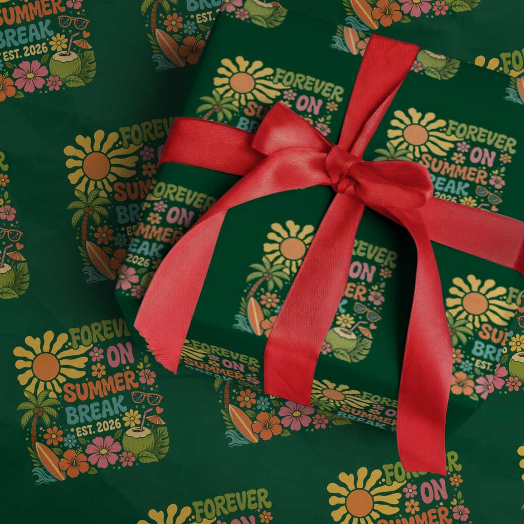 Retired Teacher Gift Wrapping Paper Roll Forever On Summer Break Retirement 2026 Vintage Flower Graphic
