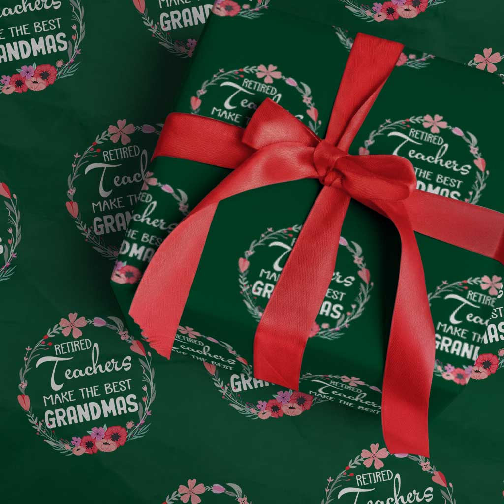 Retired Teacher Wrapping Paper Roll Floral For Grandmas Retirement - Wonder Print Shop