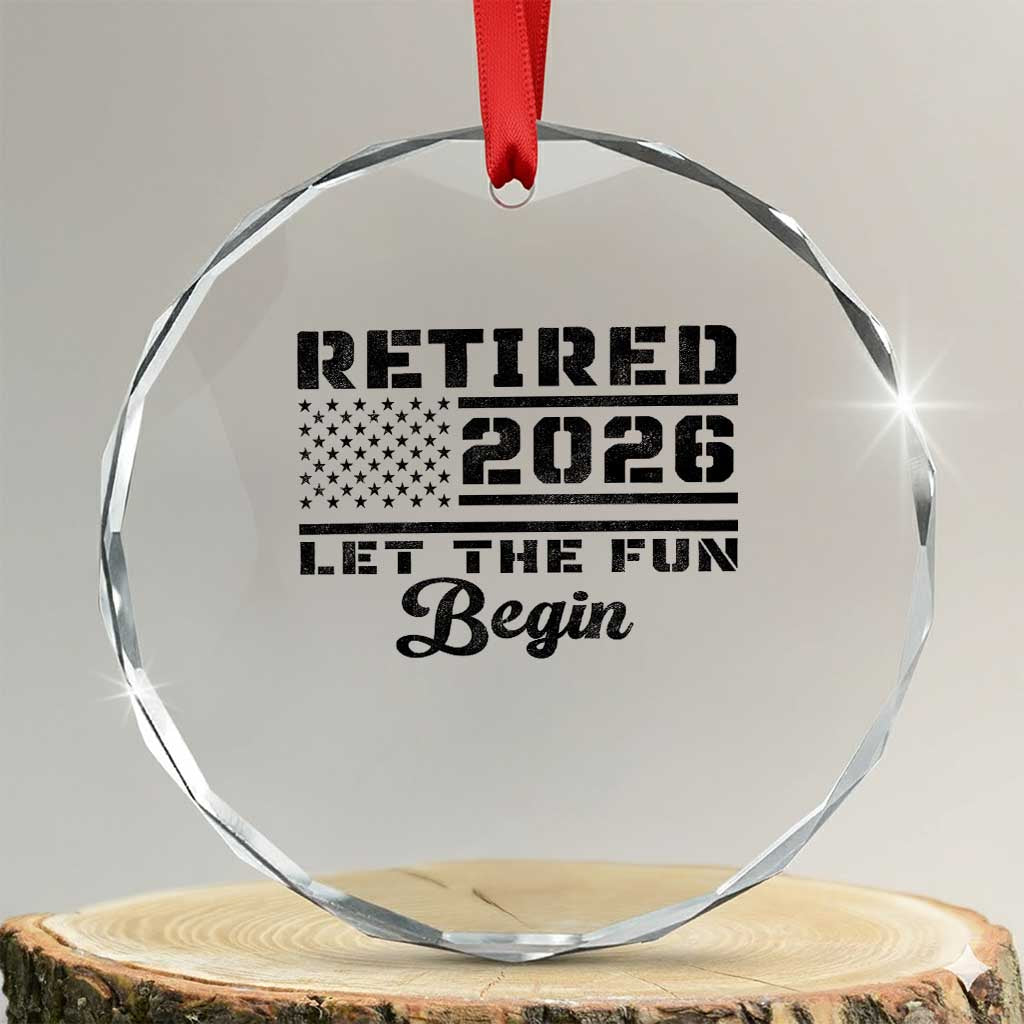 Retirement 2026 Crystal Glass Ornament Cool Retired Gift American Flag