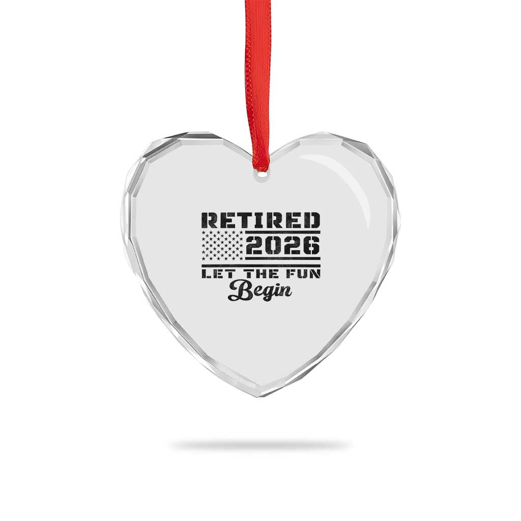 Retirement 2026 Heart Crystal Glass Ornament Cool Retired Gift American Flag