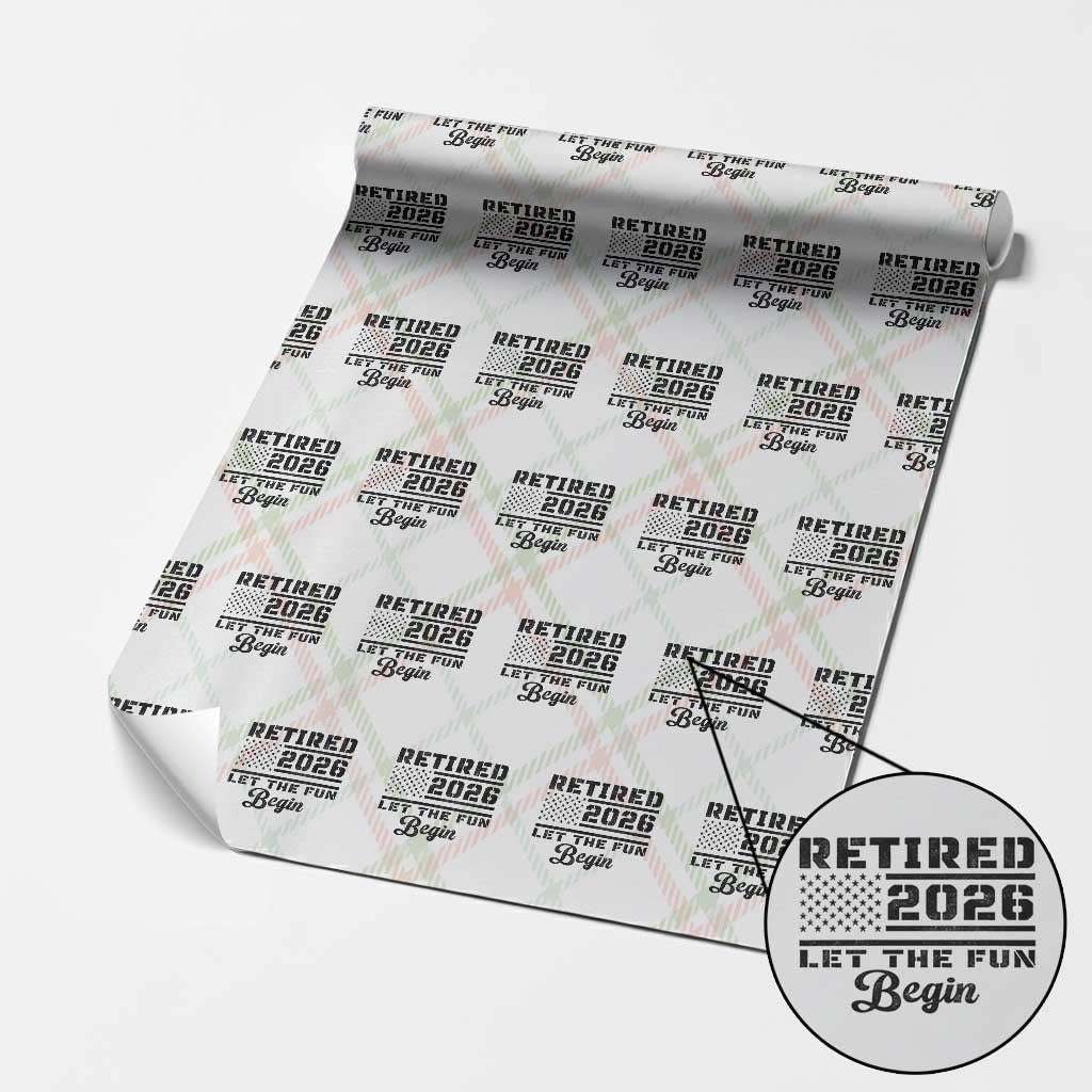 Retirement 2026 Wrapping Paper Roll Cool Retired Gift American Flag