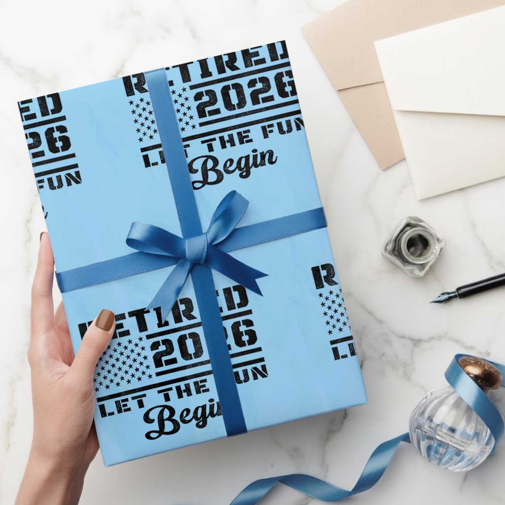 Retirement 2026 Wrapping Paper Roll Cool Retired Gift American Flag