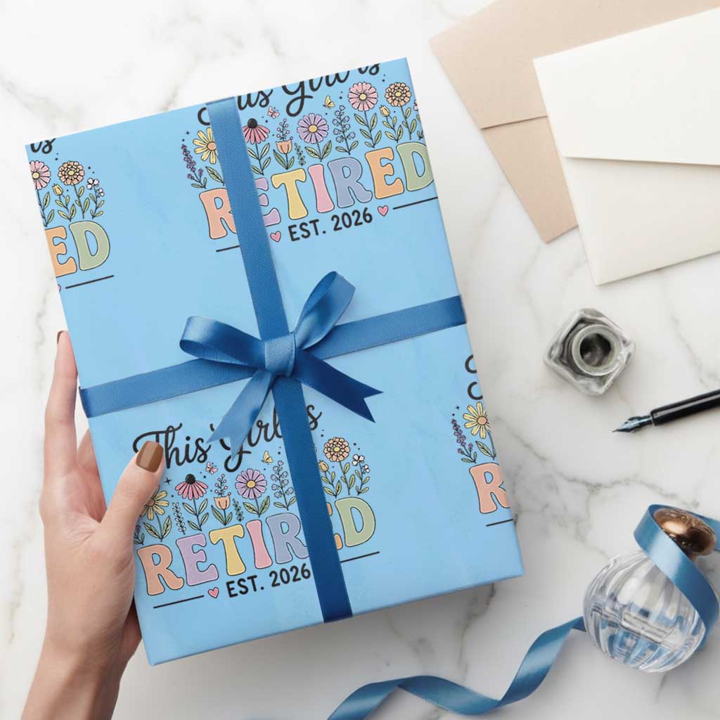 Retirement Gift For Her Wrapping Paper Roll This Girl Is Retired 2026 Floral Grandma Mom Teacher Coworker