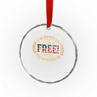Retirement Gift for Husband Crystal Glass Ornament Retired Im Free To Do What My Wife Tells Me Retro US Flag