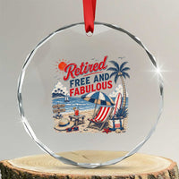 Retirement Gifts For Her Crystal Glass Ornament Retro Retired Free And Fabulous Beach Summer Vacation Vintage